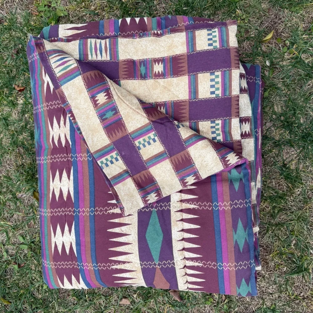 VTG Dan River Southwestern Aztec Reversible 3-Piece Comforter Set Full Size USA